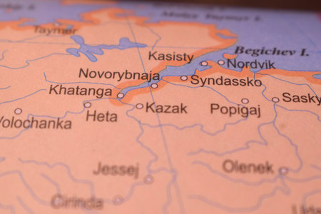 Syndassko Political Map Of Russia Country And City Close Up With Background Defocused  Imageの写真素材