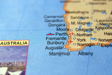 Premantle-Political Map Or Administrative Map Of Australia With Background Blur Imageの写真素材
