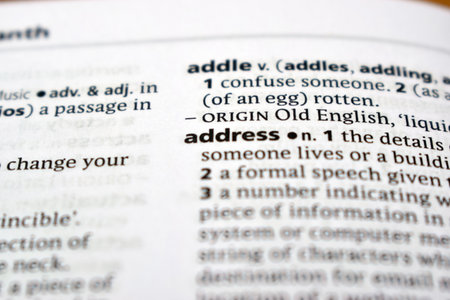 English Definition Dictionary Of Printed Word -   Address  Close Up     Imageの写真素材
