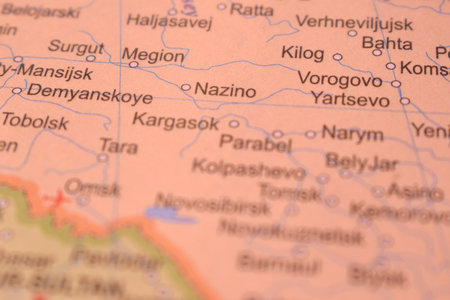 Nazino City Of Russia Country Political Map Close Up With Background Blur Imageの写真素材