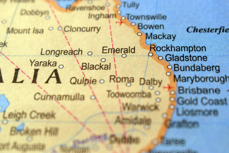 Emerald-Australia Political Map Or Administrative Map With Blurry Background Imageの写真素材