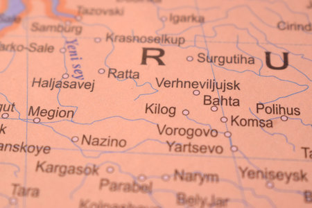 Political Map Of Kilog Russia Country And City Close Up With Background Defocused  Imageの写真素材