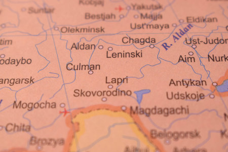 Leninski Russia Country Political Map Close Up With Background Blur Imageの写真素材