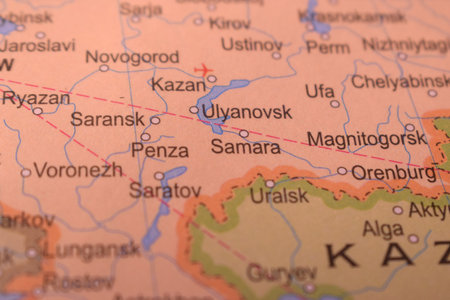Samara Russia Country Political Map Close Up With Background Blur Imageの写真素材