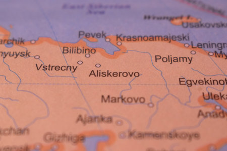 Aliskerovo Russia Country Political Map Close Up With Background Blur Imageの写真素材