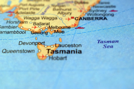 Moe-Australia Political Map Or Administrative Map With Blurry Background Imageの写真素材