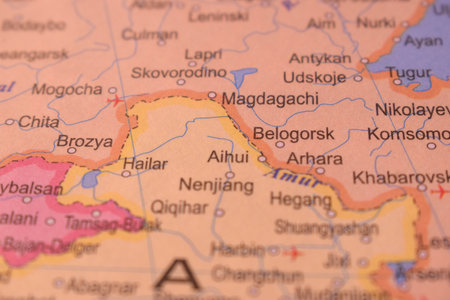 Belogorsk Political Map Of Russia Country And City Close Up With Background Defocused  Imageの写真素材