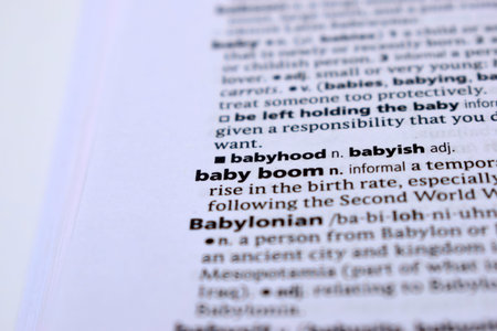 Close Up Of English Dictionary Page With Definition Word -  Baby Boom Image