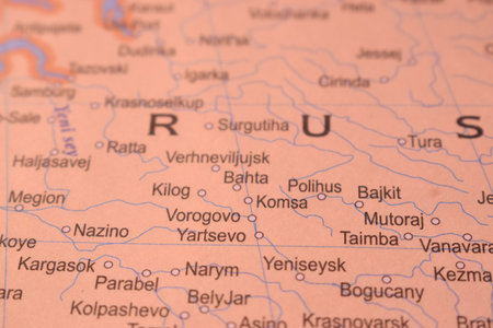 Komsa City Of Russia Country Political Map Close Up With Background Blur Imageの写真素材