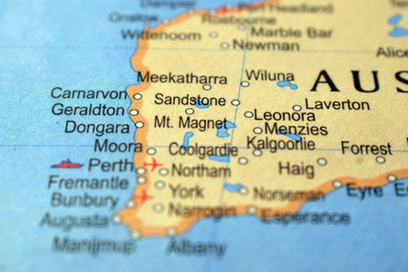 Leonora-Australia Political Map Or Administrative Map With Blurry Background Imageの写真素材