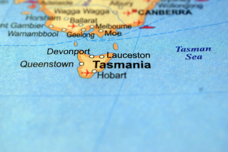 Lauceston-Political Map Or Administrative Map Of Australia With Background Blur Imageの写真素材