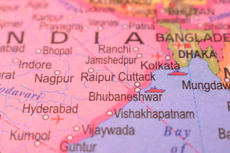 Raipur-India Administrative Map Or Political Map Close Up Photograph With Blurry Background    Imageの写真素材