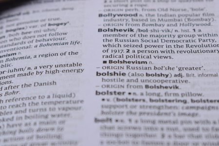English Definition Dictionary Page Of Printed Word -  Bolshevism  Close Up Imageの写真素材