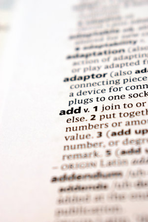 Close Up Of English Dictionary Page With Definition Word -    Add Imageの写真素材