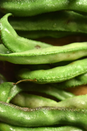 Group Of Hyacinth Bean or Same Ki Phalli Lablab Purpures, Also Known As Valor Papdi Beans, Indian Vegetable Imageの写真素材