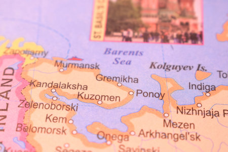 Kuzomen City OF Russia Country Political Map Close Up With Background Blur Image