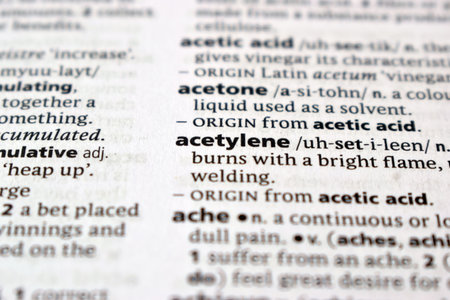 English Definition Dictionary Of Printed Word -  Acetylene  Close Up     Imageの写真素材