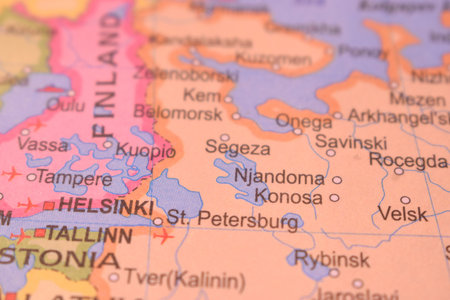 Njandoma City Of Russia Country Political Map Close Up With Background Blur Imageの写真素材
