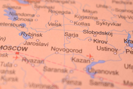 Serja City OF  Russia Country Political Map Close Up With Background Blur Imageの写真素材