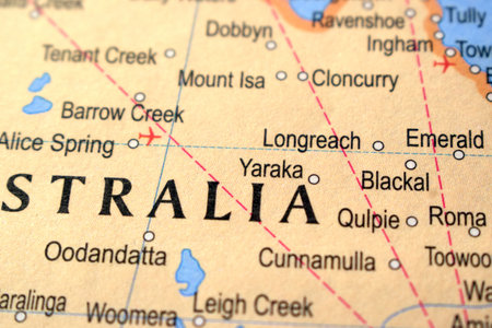 Yaraka-Political Map Or Administrative Map Of Australia With Background Blur Imageの写真素材