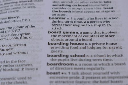 English Definition Dictionary Page Of Printed Word -  Board Game Close Up Imageの写真素材