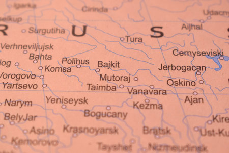 Mutoraj Political Map Of Russia Country And City Close Up With Background Defocused  Imageの写真素材