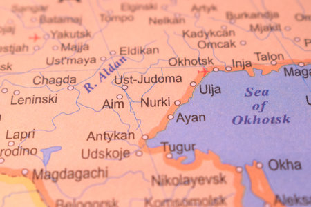 Nurki Russia Country Political Map Close Up With Background Blur Imageの写真素材