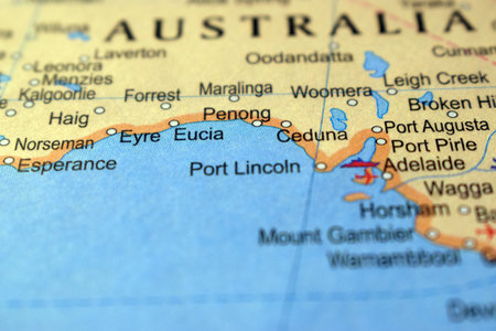 Penong-Australia Political Map Or Administrative Map With Blurry Background Image