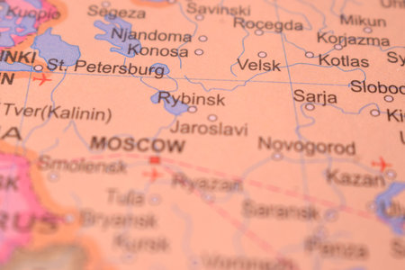 Velsk Political Map Of Russia Country And City Close Up With Background Defocused  Image