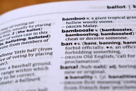 Close Up Of English Dictionary Page With Definition Word -   Bamboozle Imageの写真素材