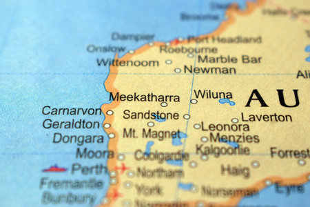 Meekatharra City-Australia Political Map Or Administrative Map With Blurry Background Imageの写真素材