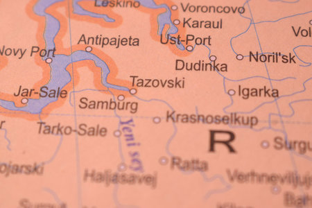 Ust-Port Russia Country Political Map Close Up With Background Blur Imageの写真素材