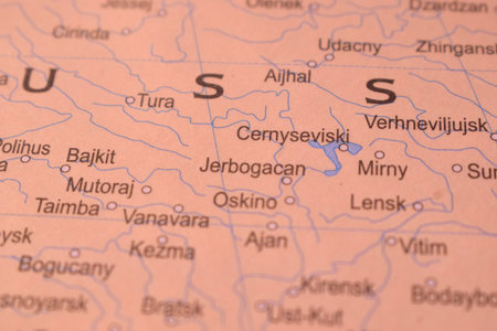 Cernyseviski Political Map Of Russia Country And City Close Up With Background Defocused  Imageの写真素材