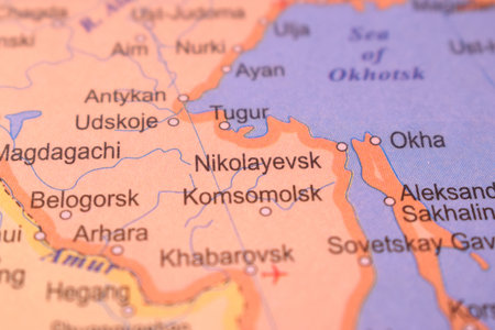 Nikolayevsk Russia Country Political Map Close Up With Background Blur Imageの写真素材