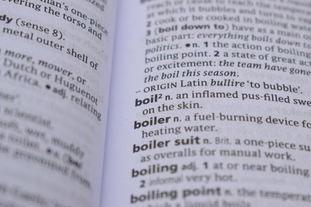English Definition Dictionary Page Of Printed Word -  Boil Close Up Imageの写真素材