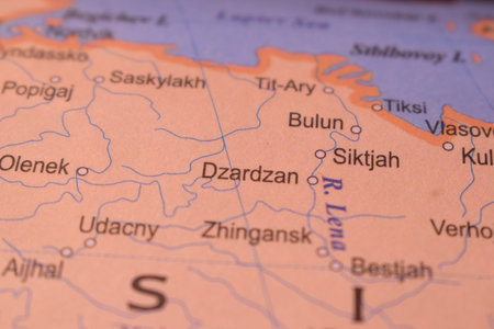 Dzardzan Russia Country Political Map Close Up With Background Blur Imageの写真素材