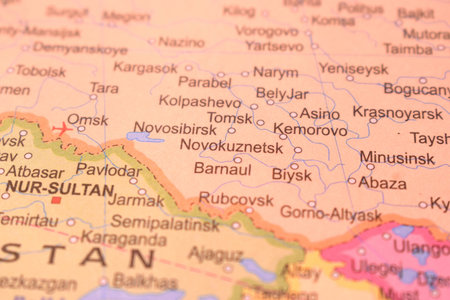 Barnaul Of Russia Country Political Map Close Up With Background Blur Image