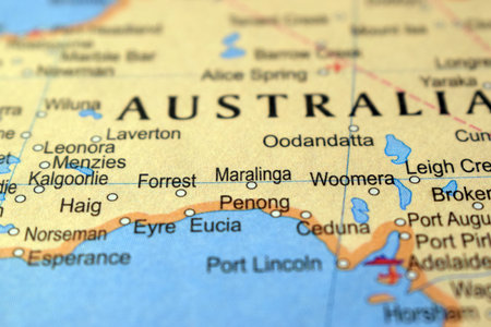 Penong City-Australia Political Map Or Administrative Map With Blurry Background Imageの写真素材