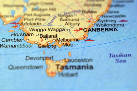 Wagga Wagga-Australia Political Map Or Administrative Map With Blurry Background Imageの写真素材