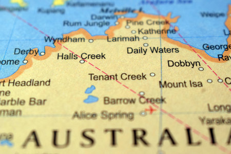 Halls Creek-Australia Political Map Or Administrative Map With Blurry Background Imageの写真素材