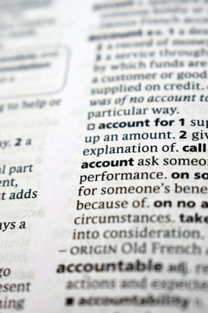 Close Up Of English Dictionary Page With Definition Word -  Account      Image