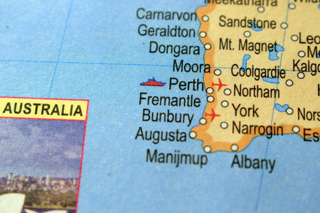 Perth City-Australia Political Map Or Administrative Map With Blurry Background Imageの写真素材
