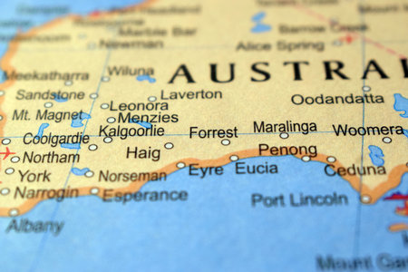 Maralinga City-Political Map Or Administrative Map Of Australia With Background Blur Imageの写真素材