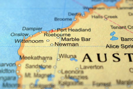 Marble Bar-Australia Political Map Or Administrative Map With Blurry Background Imageの写真素材