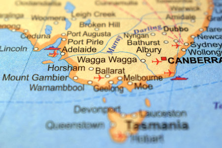 Wagga Wagga City-Australia Political Map Or Administrative Map With Blurry Background Imageの写真素材