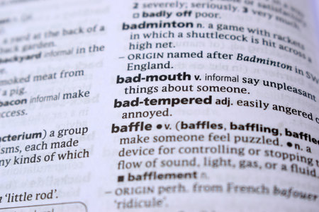 English Definition Dictionary Page Of Printed Word -  Bad-Mouth  Close Up Imageの写真素材