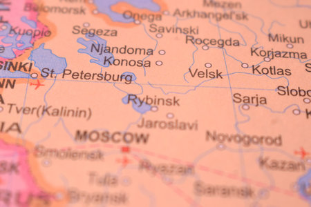 Velsk City Of Russia Country Political Map Close Up With Background Blur Imageの写真素材