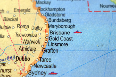 Toowoomba-Political Map Or Administrative Map Of Australia With Background Blur Imageの写真素材