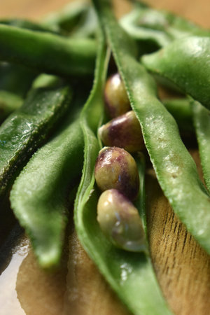 Group Of Hyacinth Bean or Same Ki Phalli Lablab Purpures, Also Known As Valor Papdi Beans, Indian...