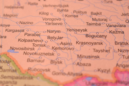 Bely Jar  Political Map Of Russia Country And City Close Up With Background Defocused  Imageの写真素材